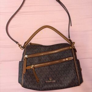 Michael Kors Tan and Brown Crossbody Bag